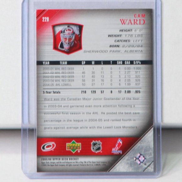 Cam Ward Upper Deck Young Guns Rookie Card 2005/06 Card #229 - Picture 2 of 4